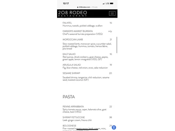 208 Rodeo menu photo