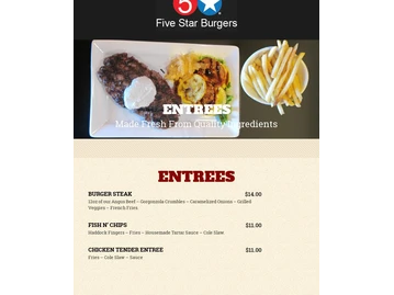 5 Star Burgers menu photo