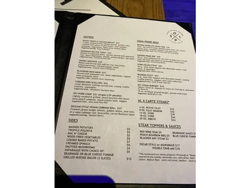 501 Prime menu photo