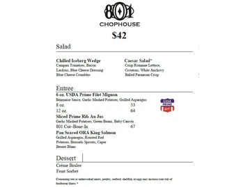 801 Chophouse menu photo