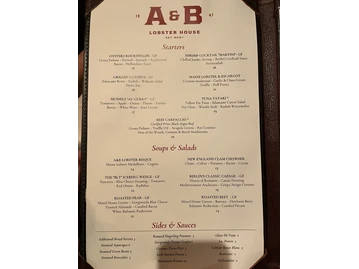 A&B Lobster House menu photo