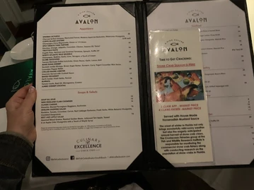 A Fish Called Avalon menu photo