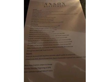 Anson Restaurant menu photo