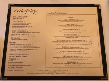 Atchafalaya menu photo