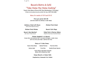 Bacon's Bistro and Cafe menu photo