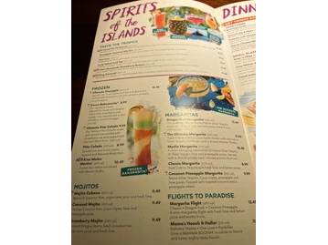 Bahama Breeze menu photo