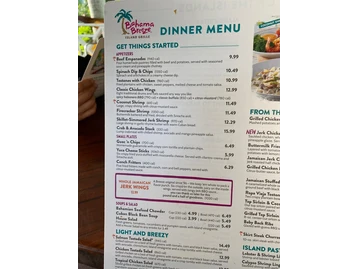 Bahama Breeze menu photo