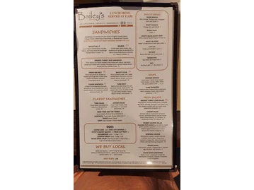 Bailey's Breakfast & Lunch menu photo