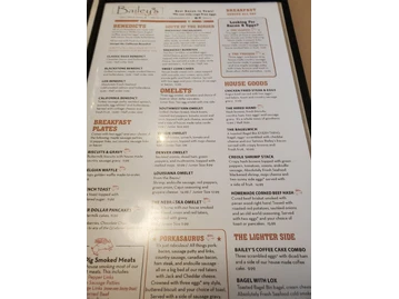 Bailey's Breakfast & Lunch menu photo