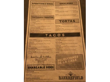 Bakersfield menu photo