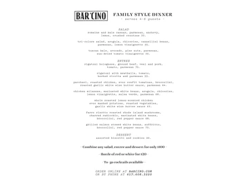 Bar 'Cino menu photo
