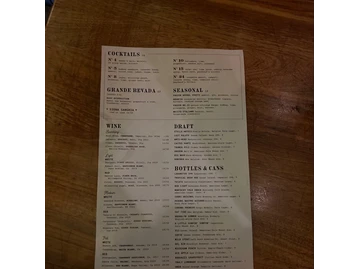 Bar Siena menu photo