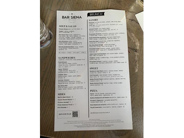Bar Siena menu photo