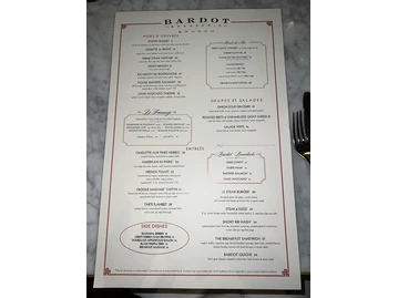 Bardot Brasserie menu photo