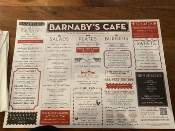 Barnaby's Cafe menu photo