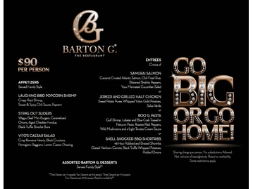Barton G. The Restaurant Miami Beach menu photo