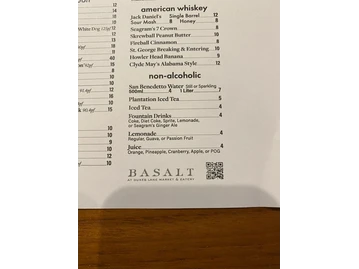 Basalt menu photo