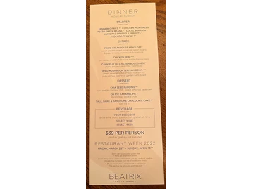 Beatrix menu photo
