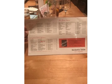 Beckett's Table menu photo