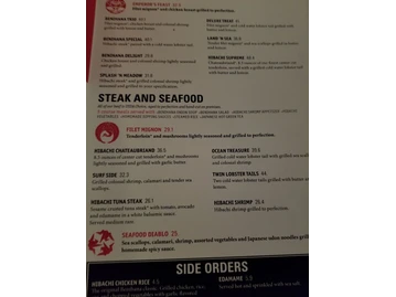 Benihana menu photo