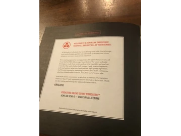 Benihana menu photo