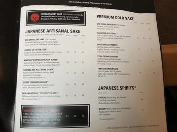 Benihana menu photo