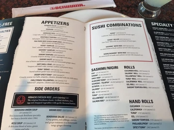 Benihana menu photo