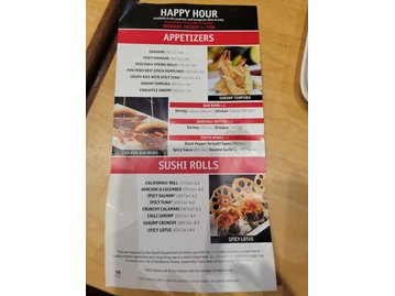 Benihana menu photo