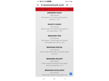 Benihana menu photo