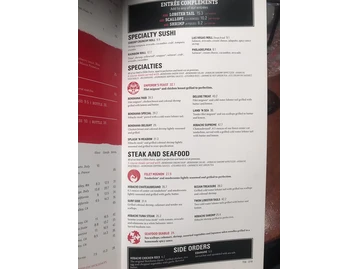 Benihana menu photo