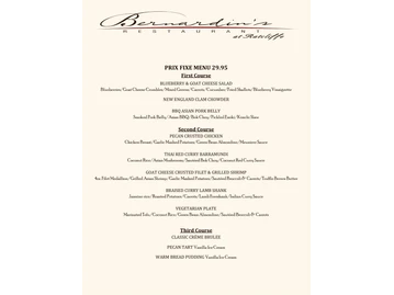 Bernardin's Restaurant At Ratcliffe menu photo