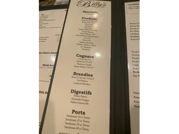 Billy's Stone Crab Hollywood menu photo