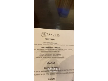 Bistro 245 menu photo