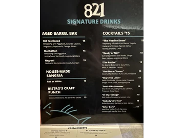 Bistro 821 menu photo