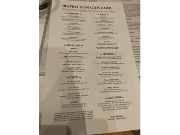 Bistro Don Giovanni menu photo
