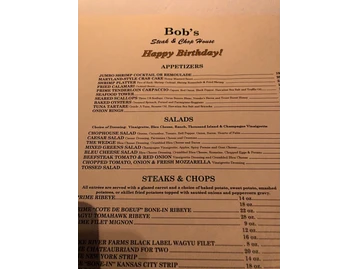 Bob's Steak & Chop House menu photo