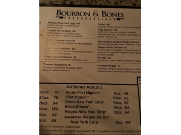 Bourbon and Bones menu photo