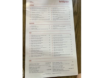 Bridgette Bar menu photo