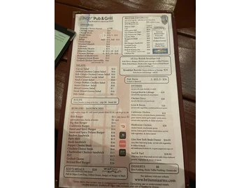 Britannia Arms Almaden menu photo