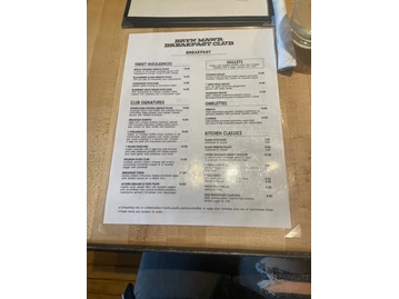 Bryn Mawr Breakfast Club menu photo