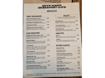 Bryn Mawr Breakfast Club menu photo