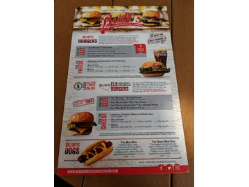 Bub's Burgers & Ice Cream menu photo