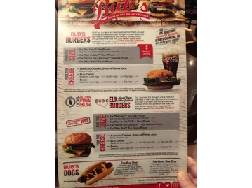 Bub's Burgers & Ice Cream menu photo