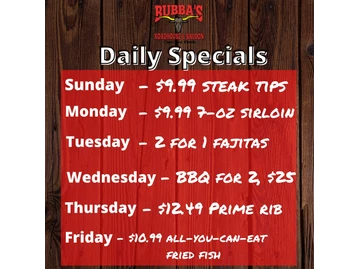 Bubba's Roadhouse & Saloon menu photo
