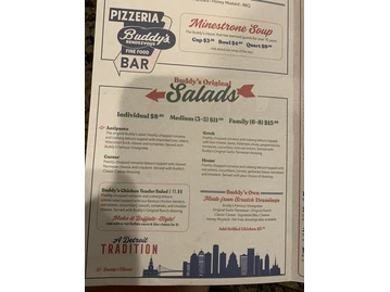 Buddy's Pizza menu photo