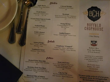 Buffalo Chophouse menu photo