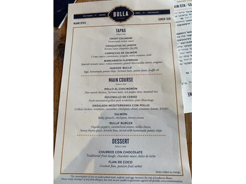 Bulla Gastrobar menu photo