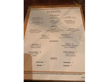 Burrata menu photo