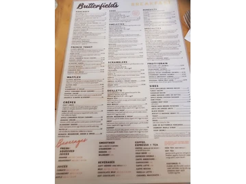 Butterfield's Pancake House & Restaurant menu photo
