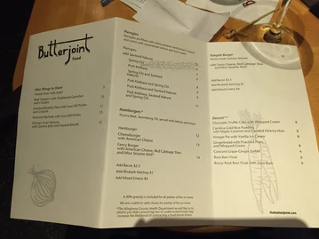 Butterjoint menu photo